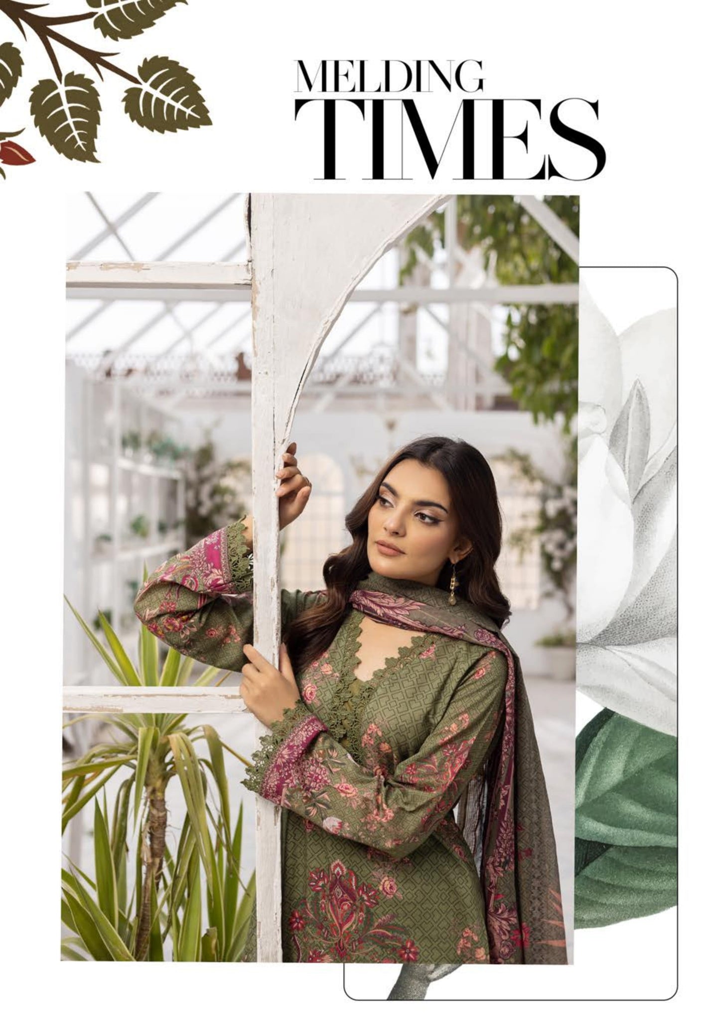 3Piece - Superior Printed Lawn Suit Carnation  D033