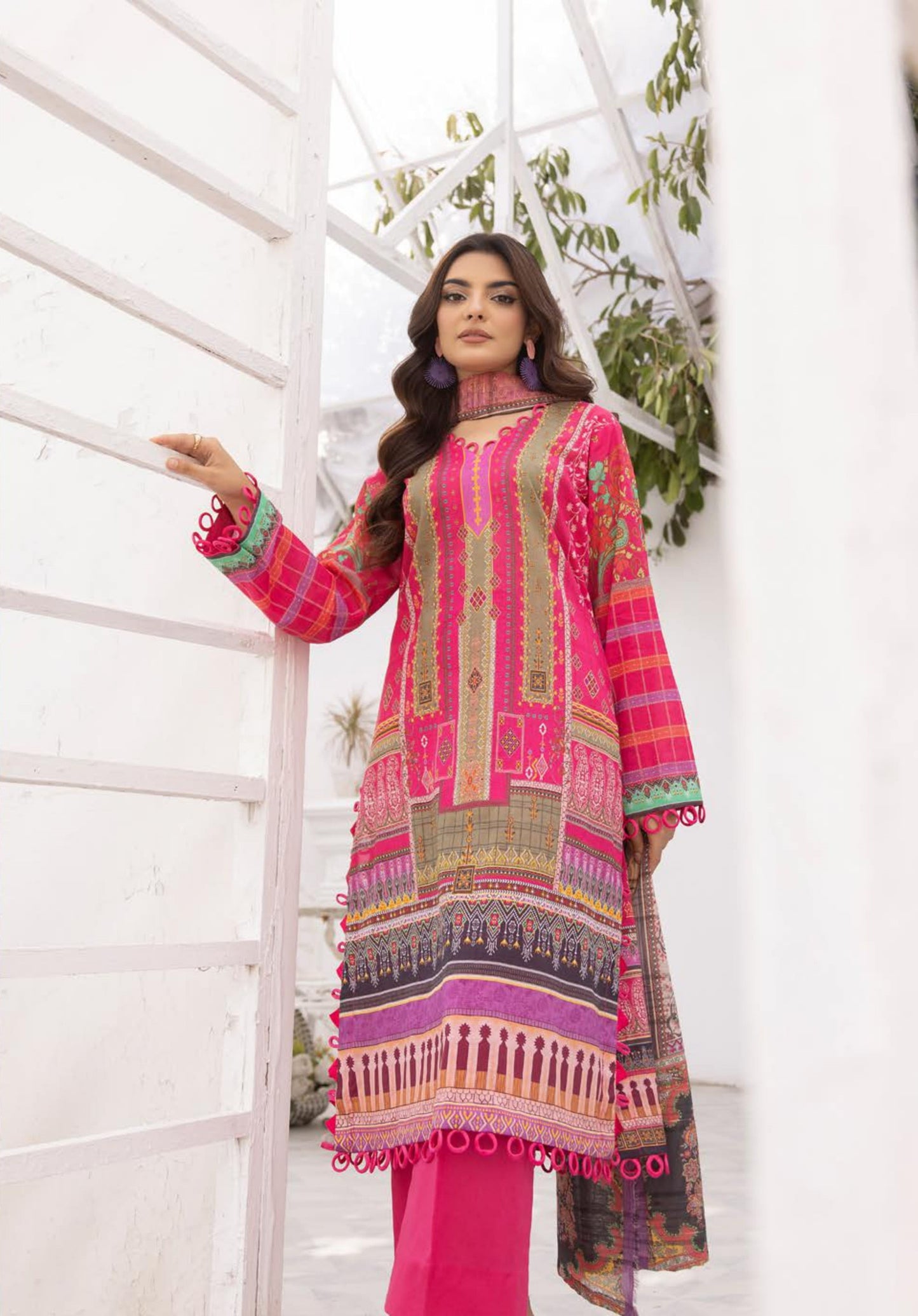 3Piece - Superior Printed Lawn Suit Carnation  D020