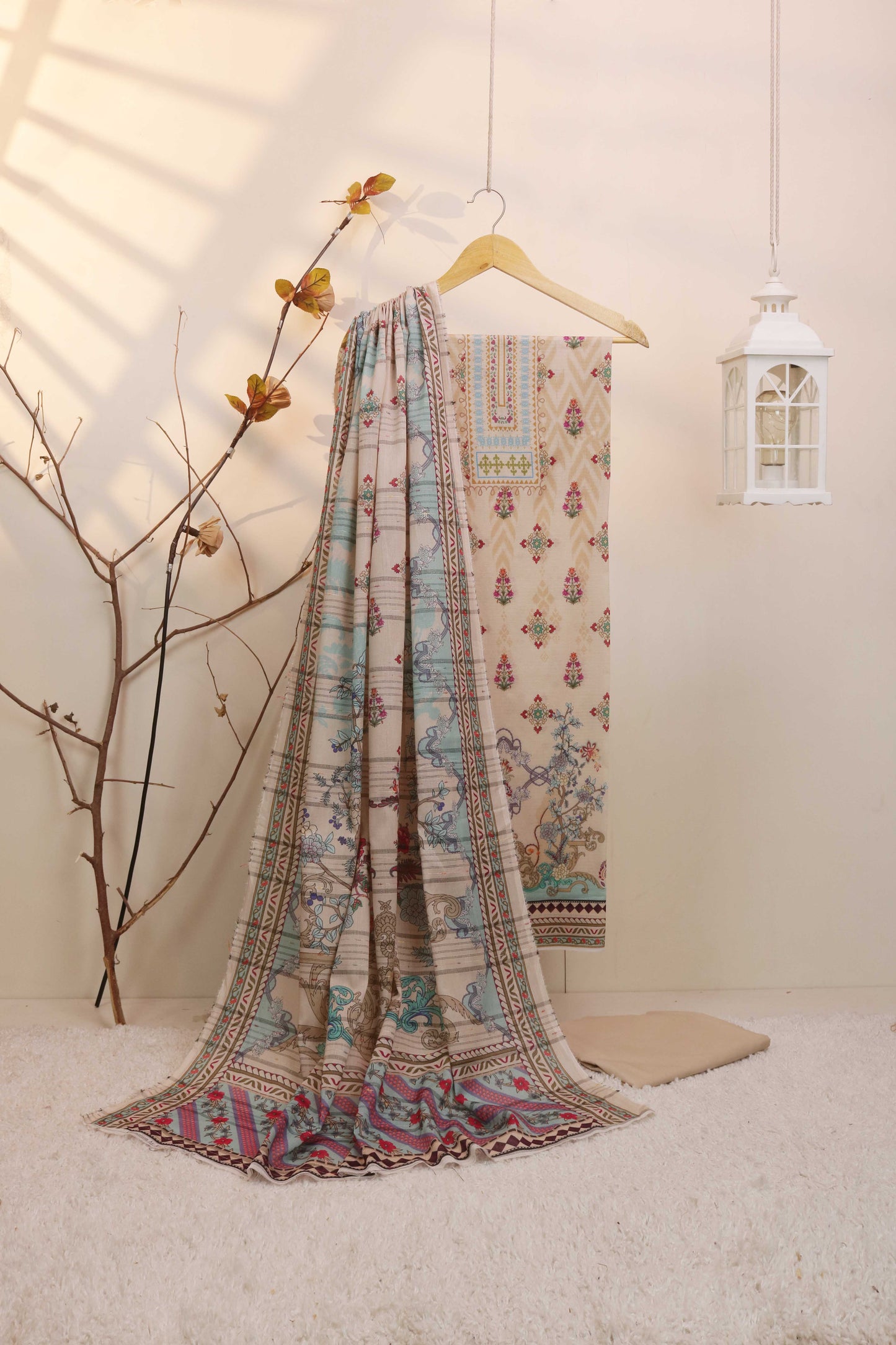 3Piece - Superior Printed Lawn Suit Carnation CR37