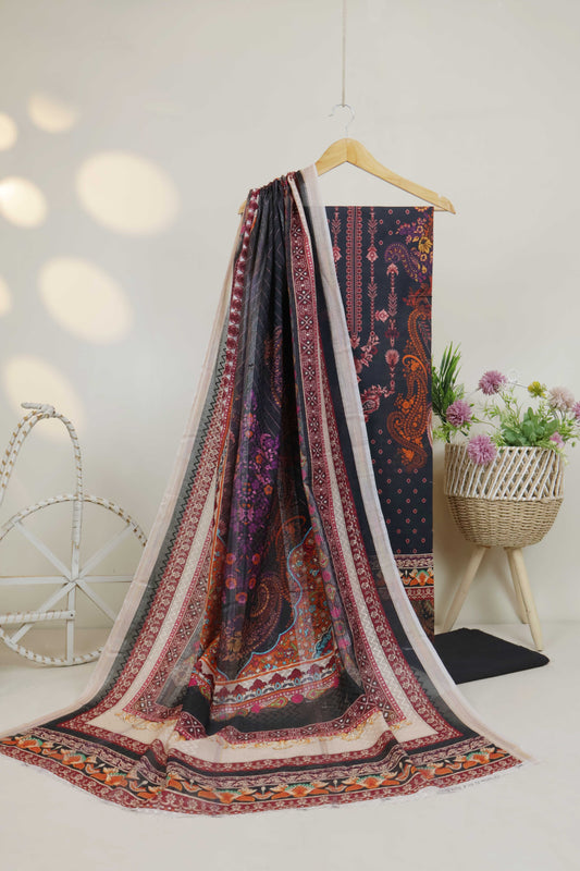 3Piece - Superior Printed Lawn Suit Carnation CR25