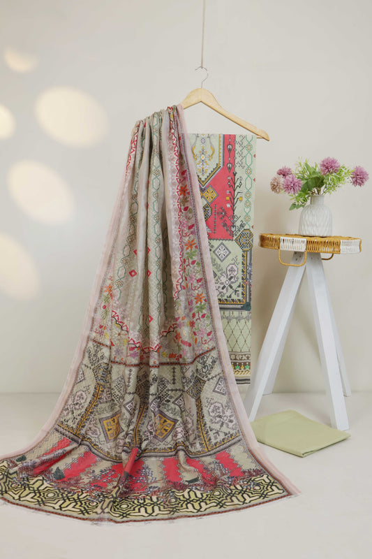 3Piece - Superior Printed Lawn Suit Carnation CR05