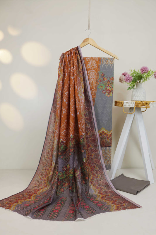 3Piece - Superior Printed Lawn Suit Carnation CR15