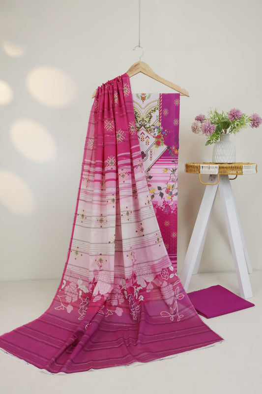3Piece - Superior Printed Lawn Suit Carnation CR11