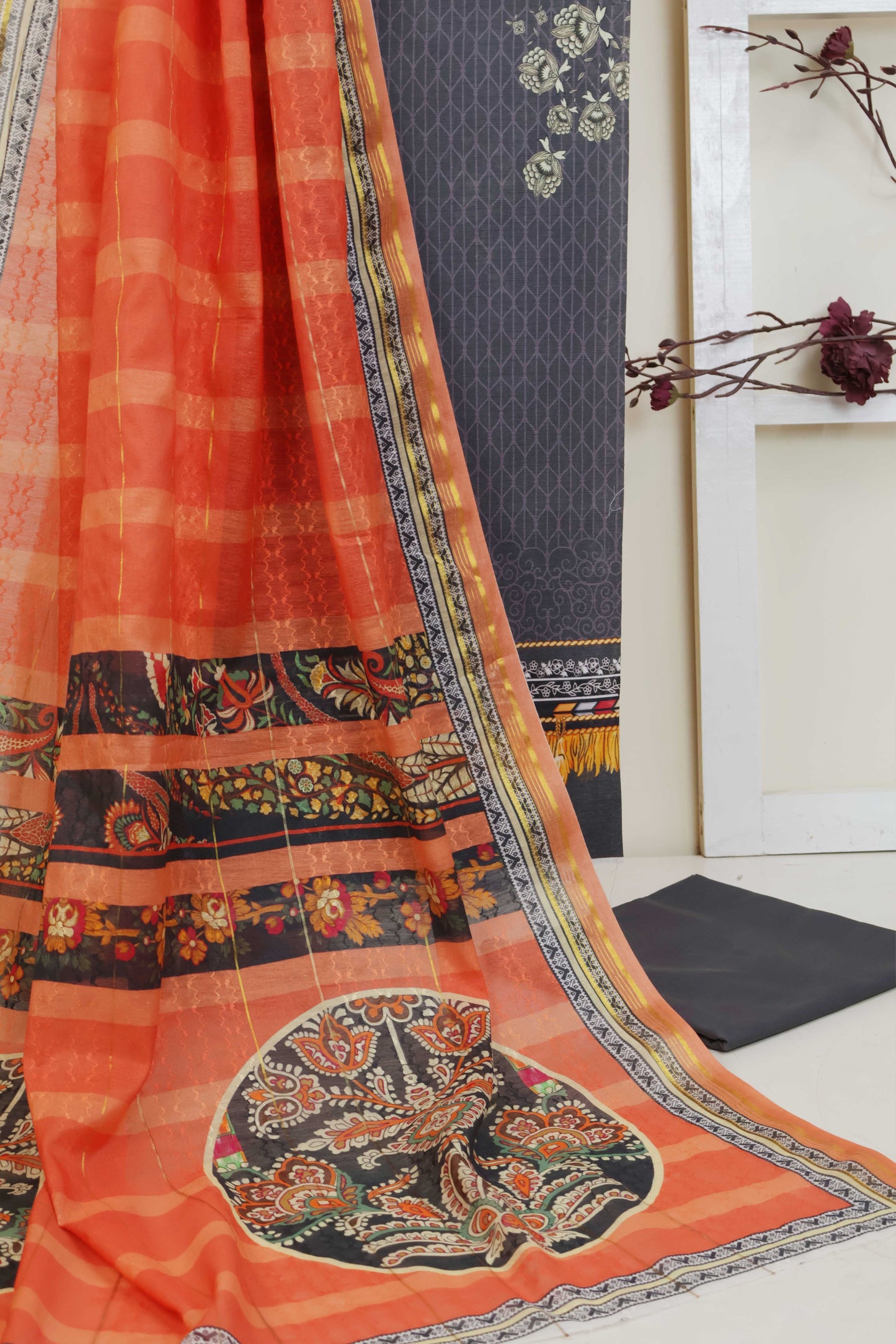 3Piece - Superior Printed Lawn Suit Carnation CR12