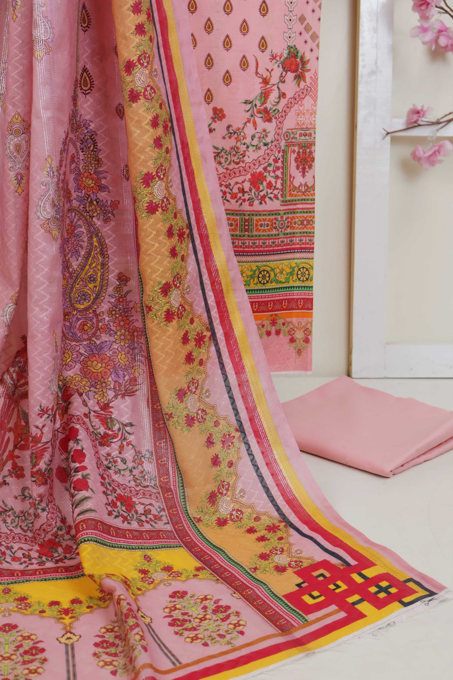 3Piece - Superior Printed Lawn Suit Carnation CR01