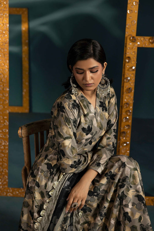 3Piece - Printed Micro Velvet Suit VC131