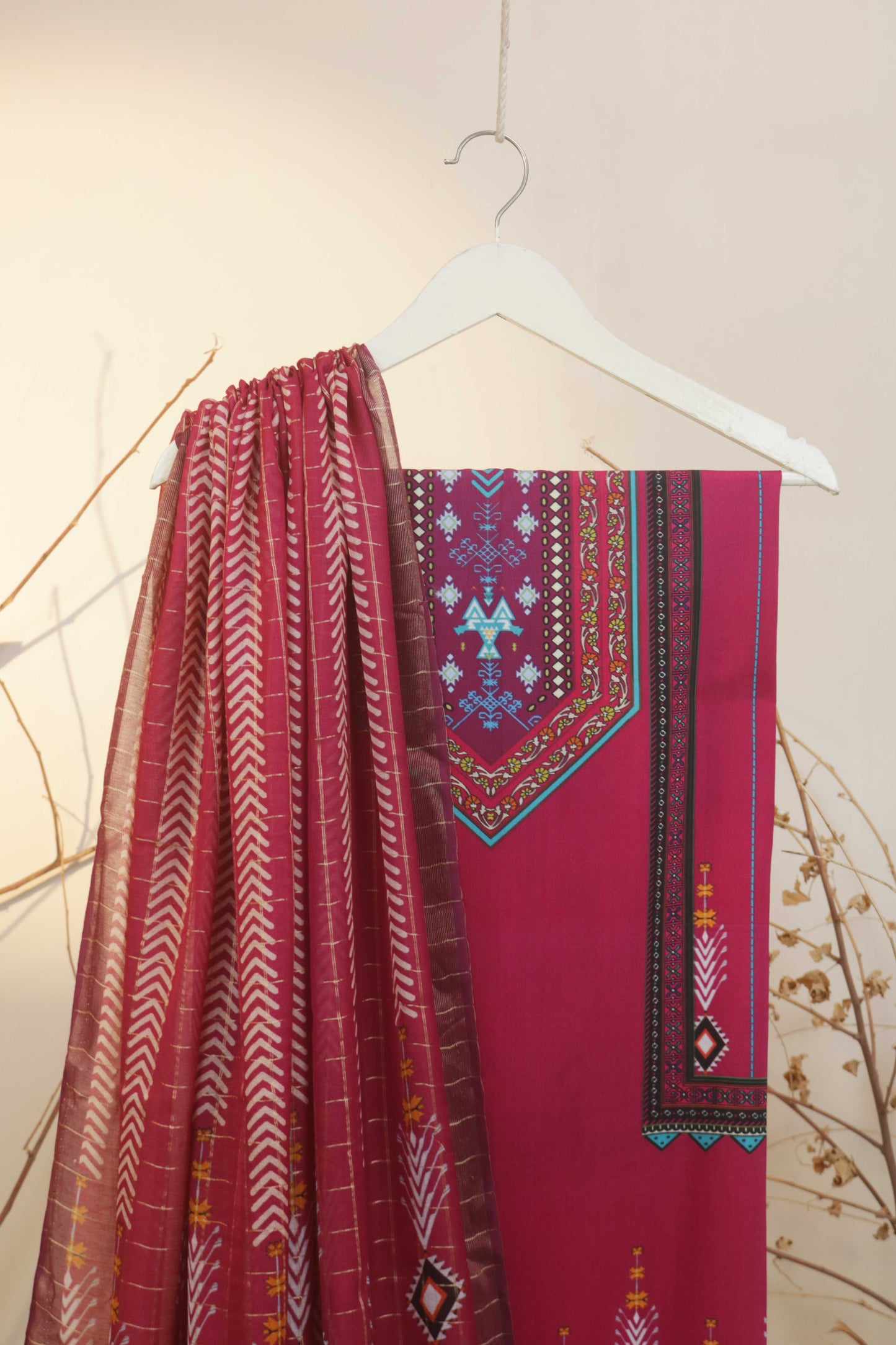 3Piece -Viscous Printed Suit VC17