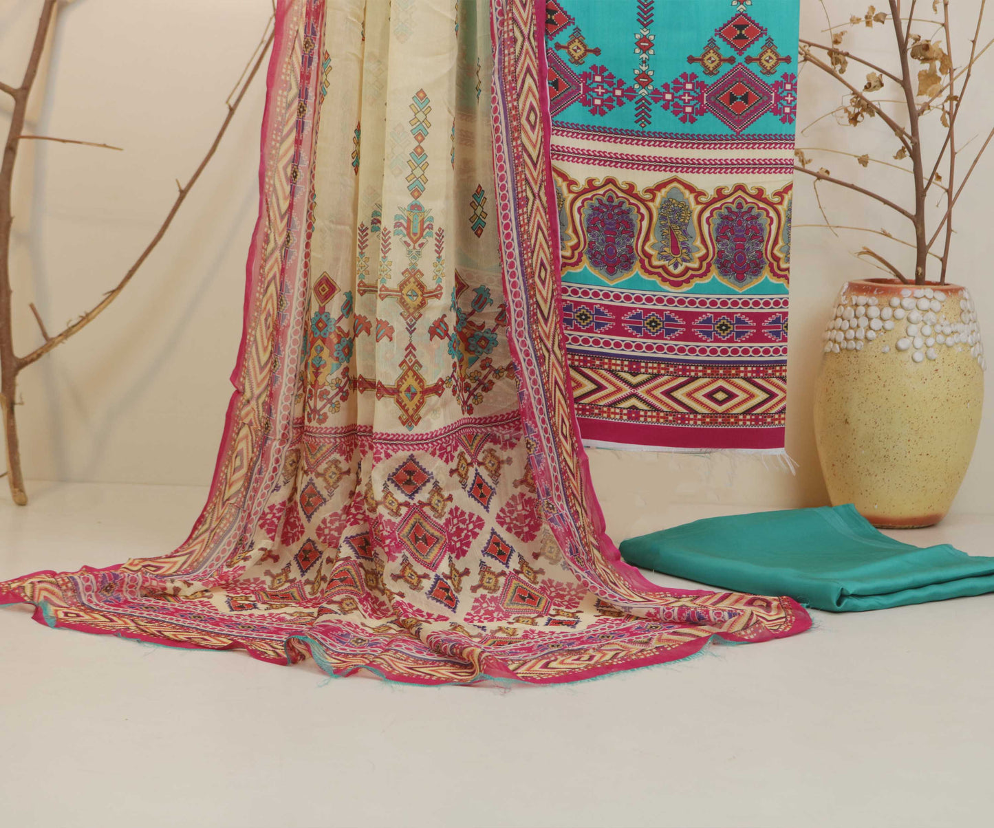 3Piece -Viscous Printed Suit VC16