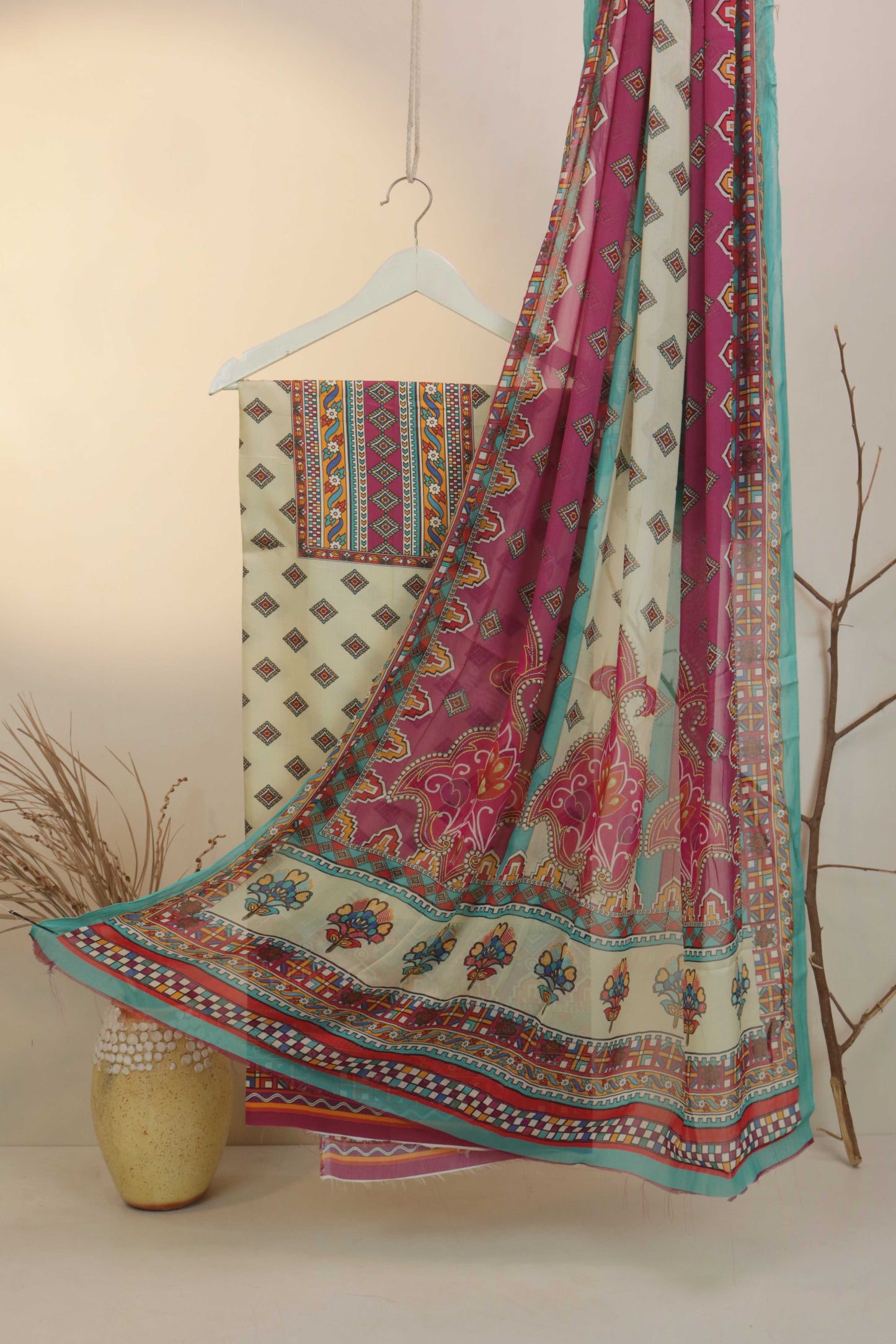 3Piece -Viscous Printed Suit VC09