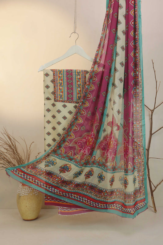 3Piece -Viscous Printed Suit VC09