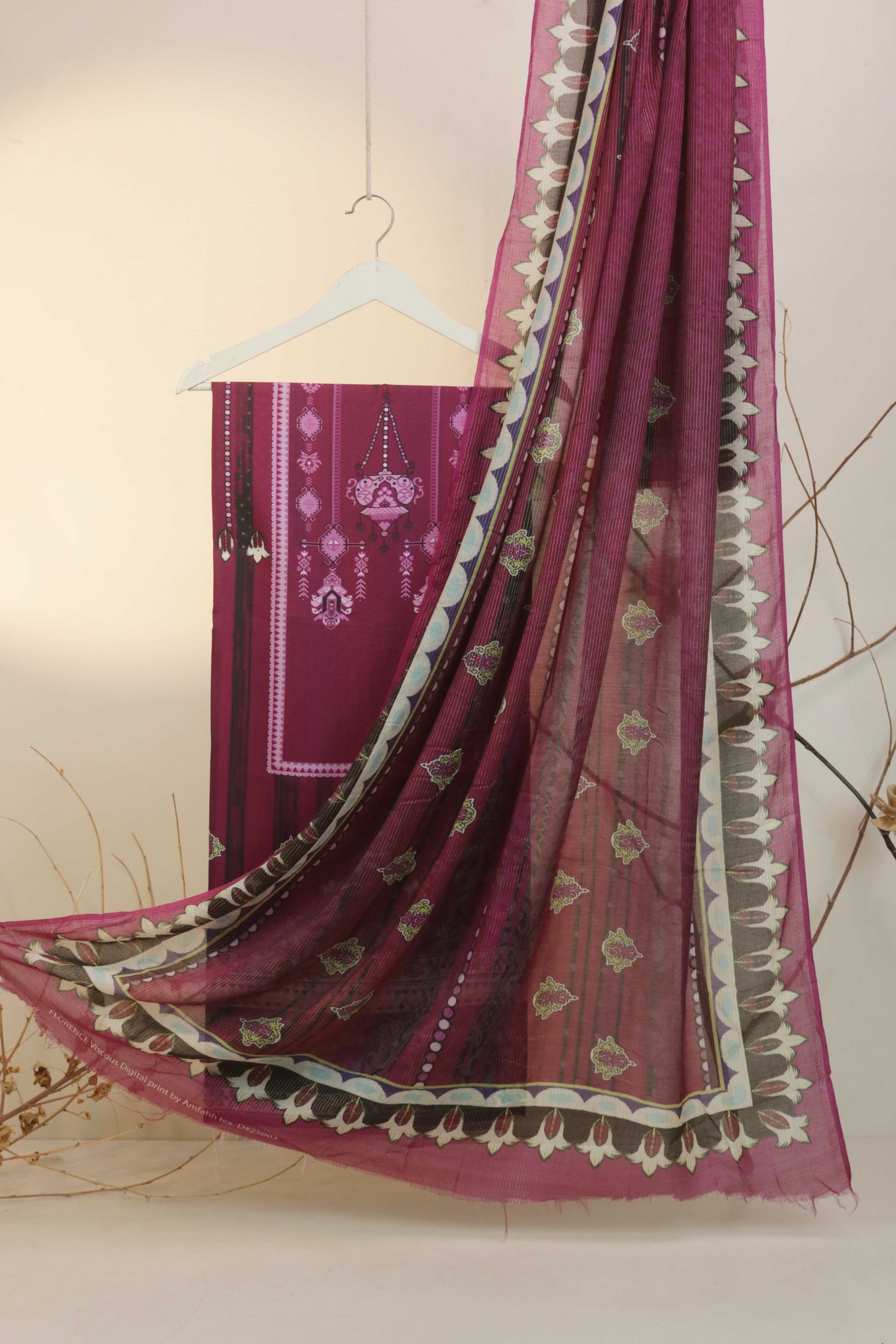 3Piece -Viscous Printed Suit VC18