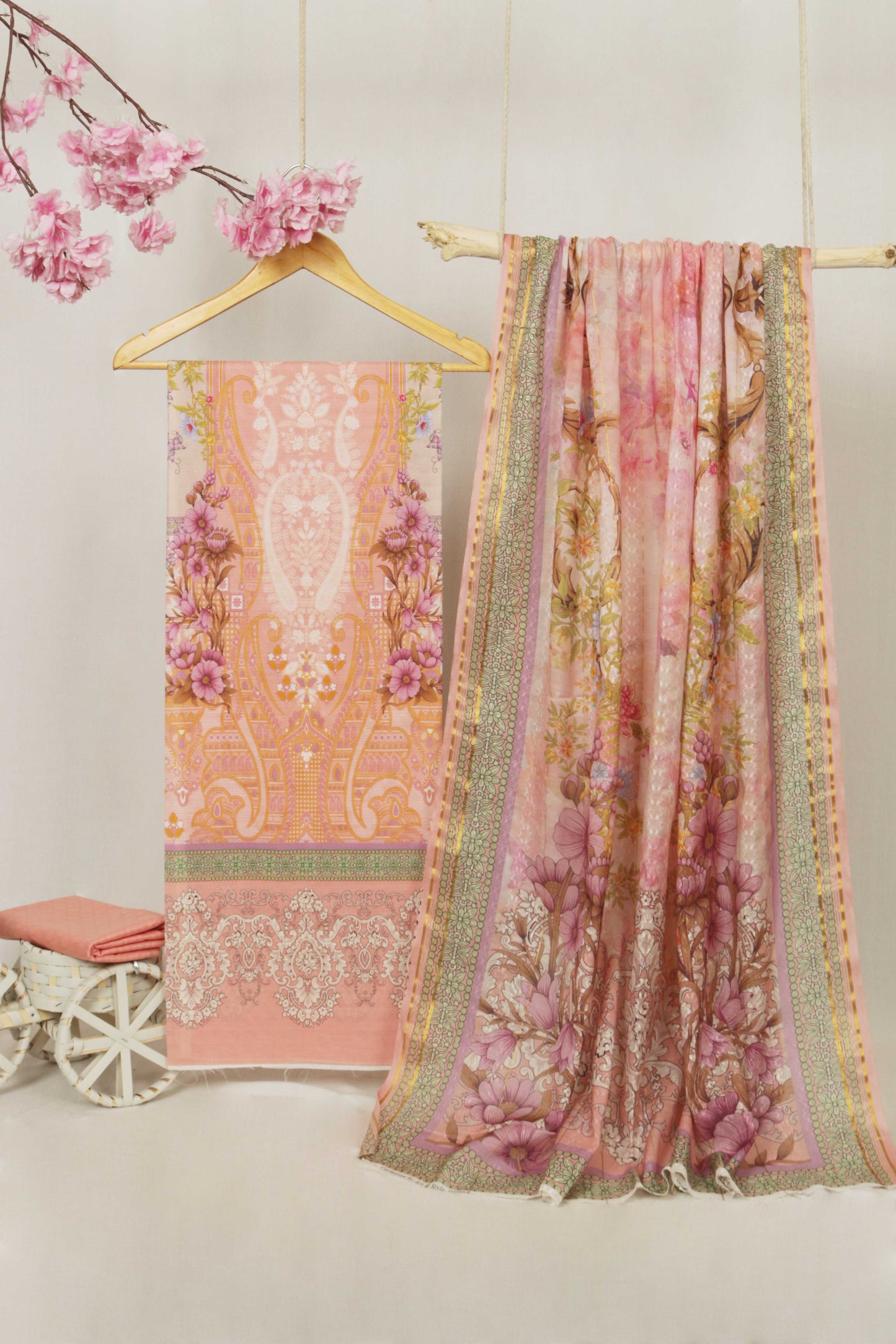 3Piece - Superior Printed Lawn Suit Carnation  D017