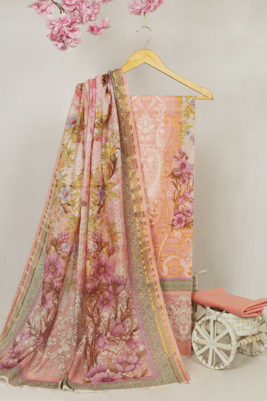 3Piece - Superior Printed Lawn Suit Carnation  D017