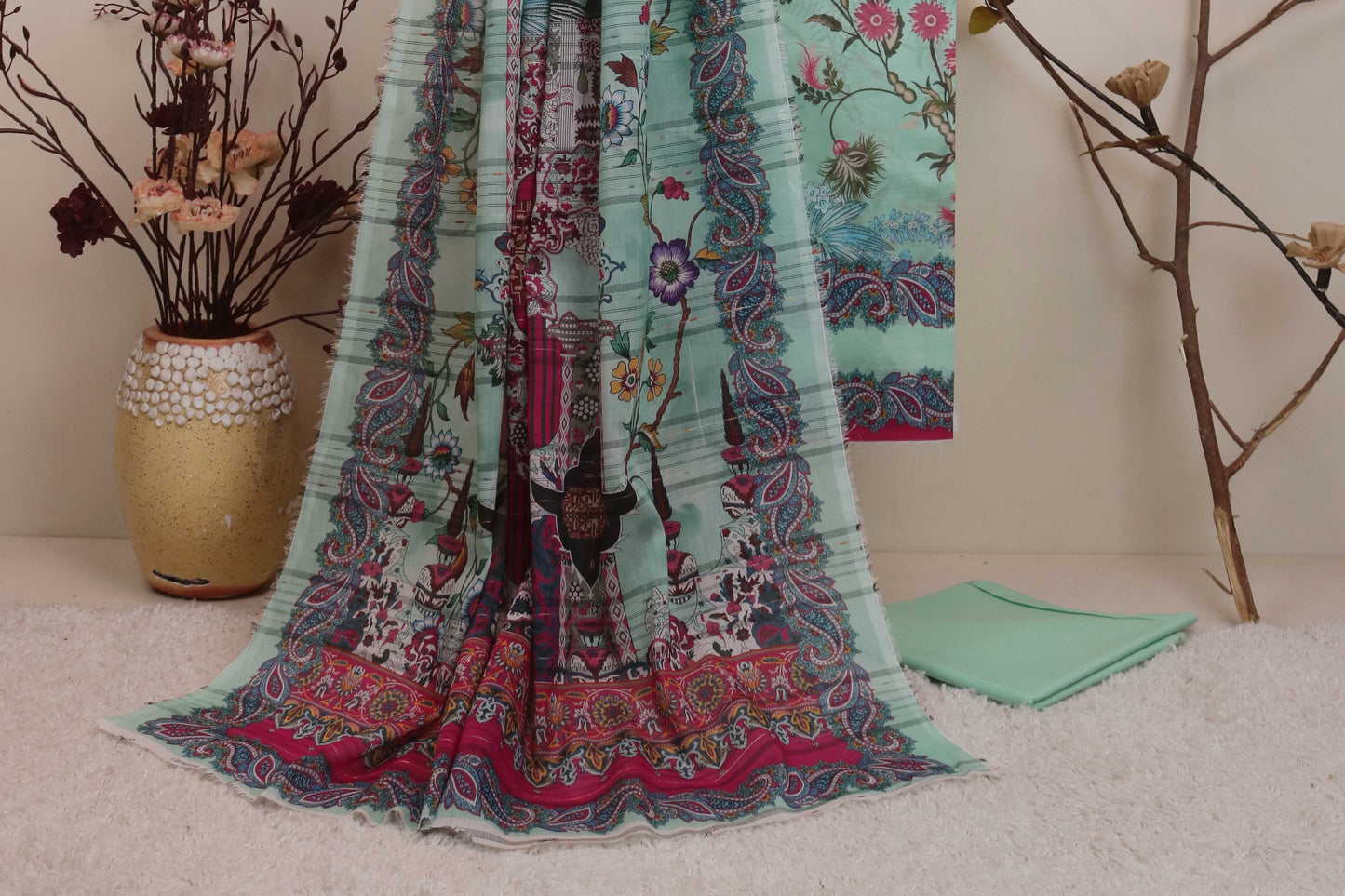 3Piece - Superior Printed Lawn Suit Carnation CR19