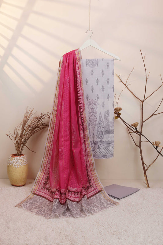 3Piece - Superior Printed Lawn Suit Carnation CR36
