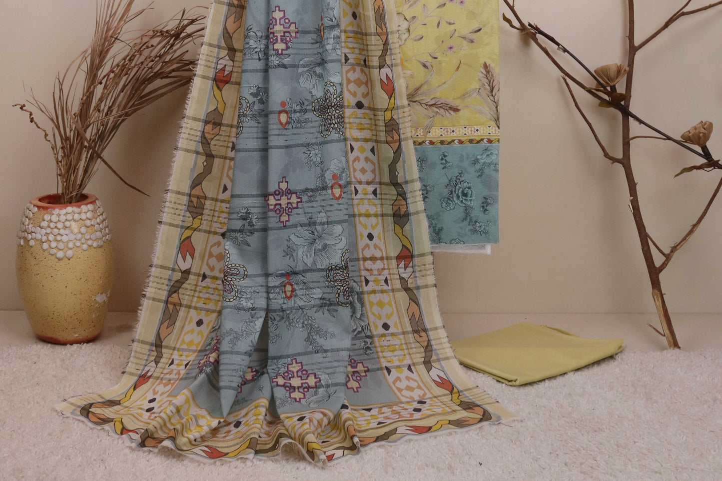 3Piece - Superior Printed Lawn Suit Carnation CR18