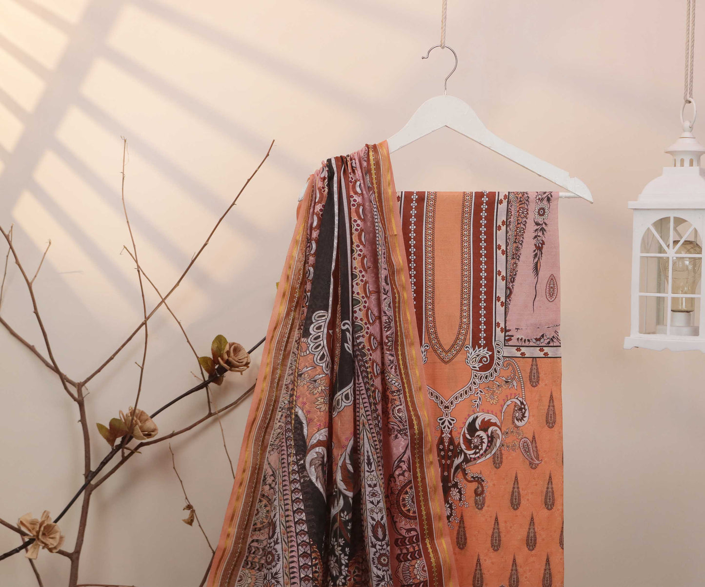 3Piece - Superior Printed Lawn Suit Carnation  D034