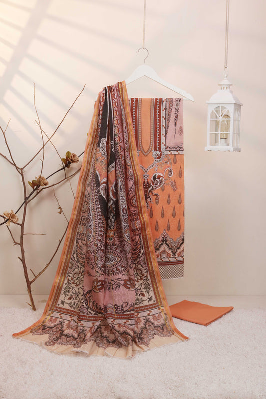 3Piece - Superior Printed Lawn Suit Carnation  D034