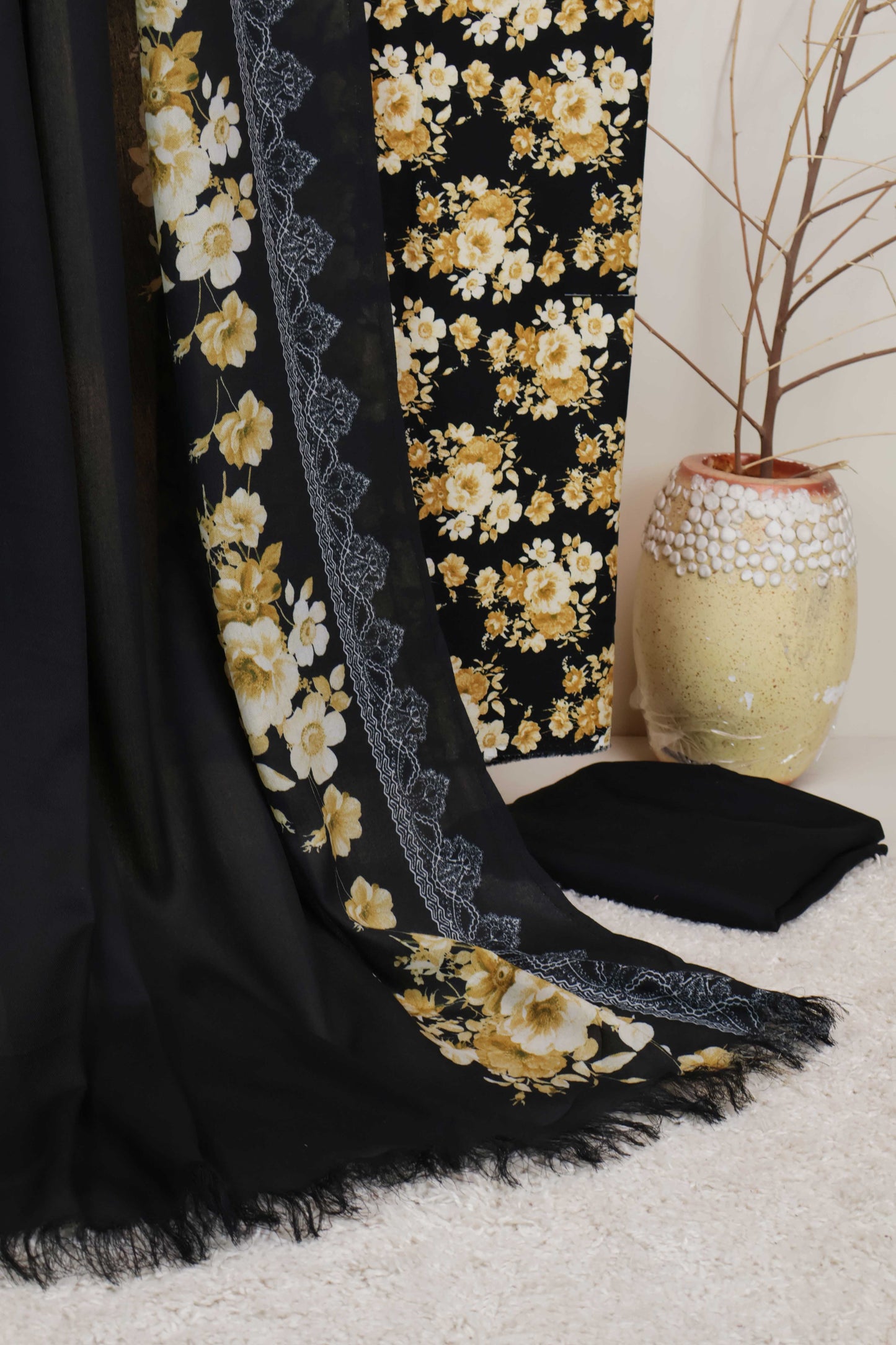 3Piece –  Printed Katrai Marina with Pashmina Shawl  VC79