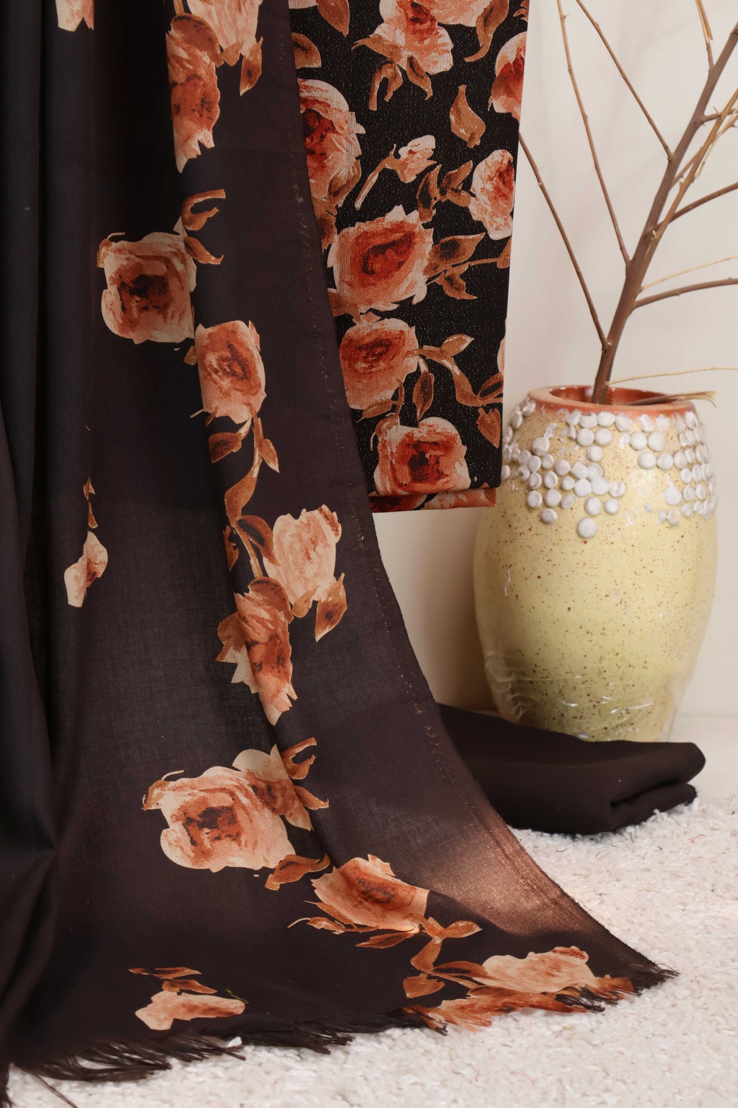 3Piece –  Printed Katrai Marina with Pashmina Shawl  VC141