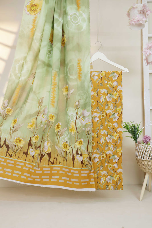 3Piece - Printed Doriya Lawn Suit L3PSR02