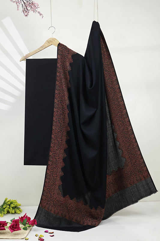 3Piece -Karandi with Pashmina Shawl KP26BLK19