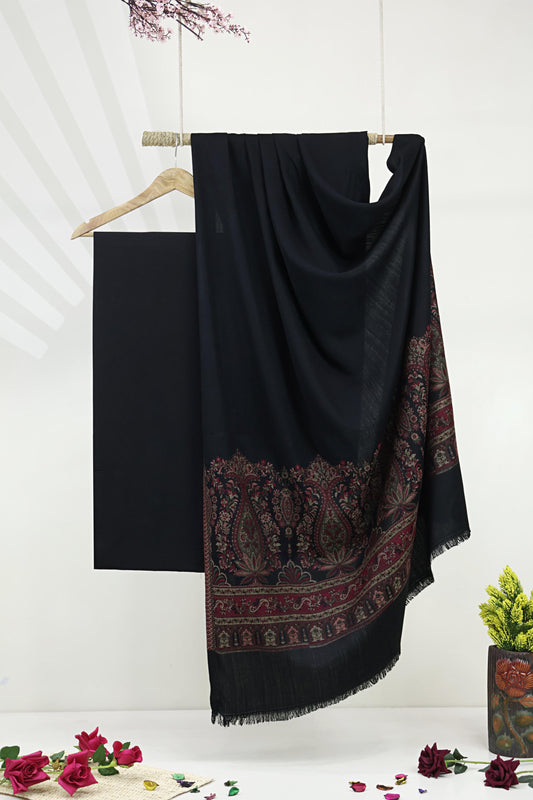 3Piece -Karandi with Pashmina Shawl KP26BLK20