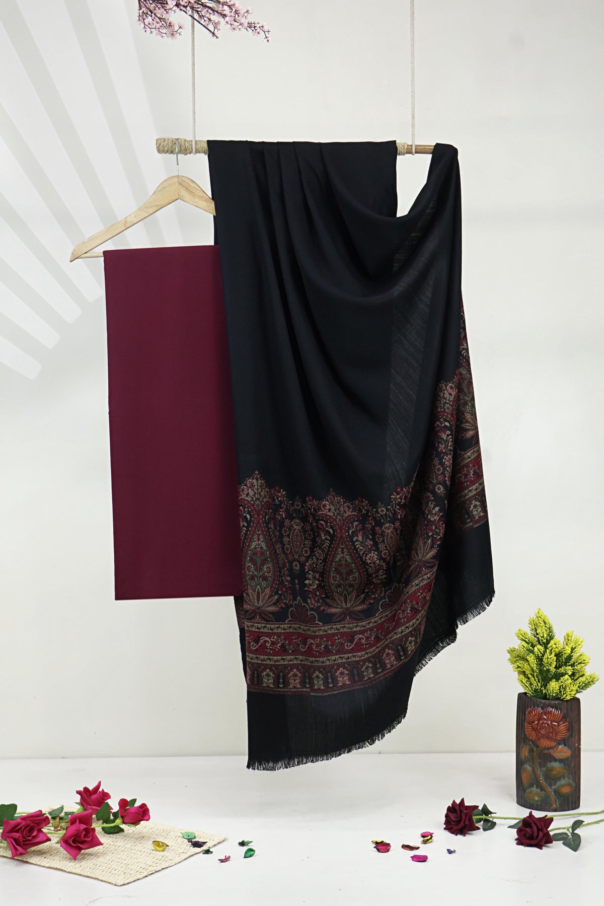 3Piece -Karandi with Pashmina Shawl KP26DMR28