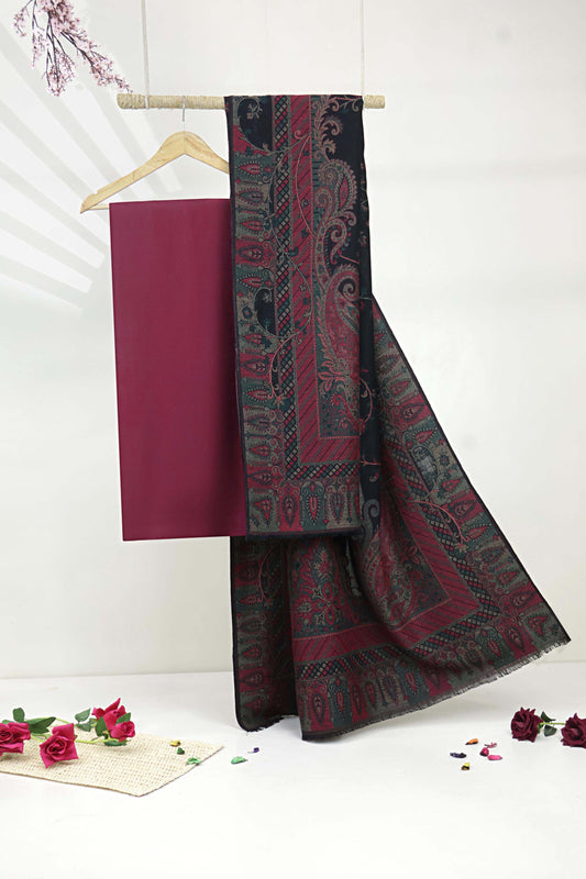 3Piece -Karandi with Pashmina Shawl KP26MR12
