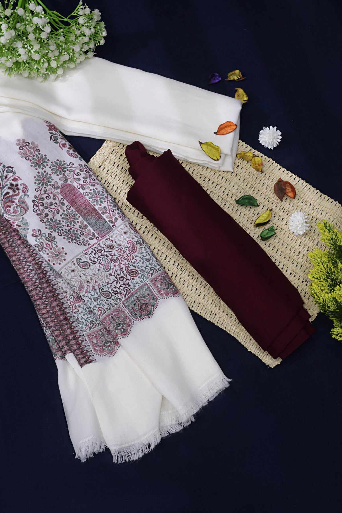 3Piece -Karandi with Pashmina Shawl KP26DMR06
