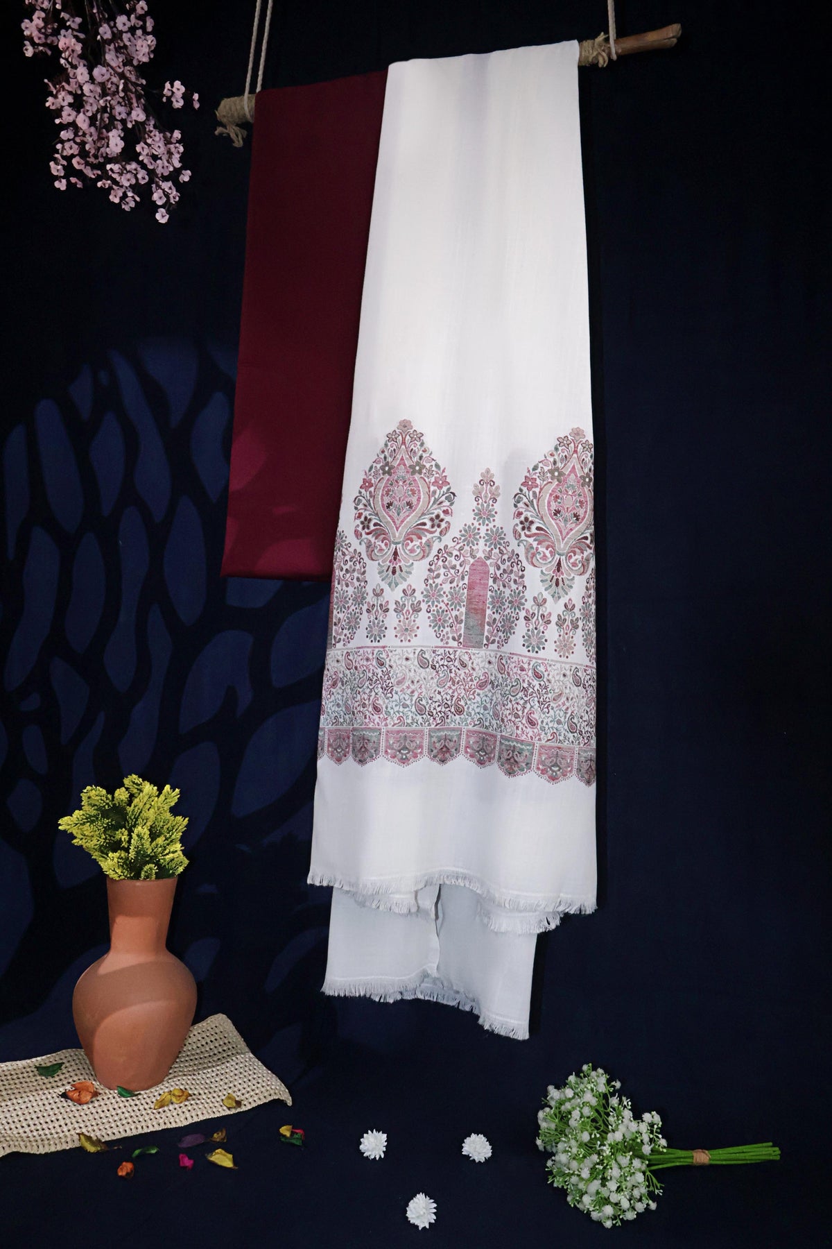 3Piece -Karandi with Pashmina Shawl KP26DMR06