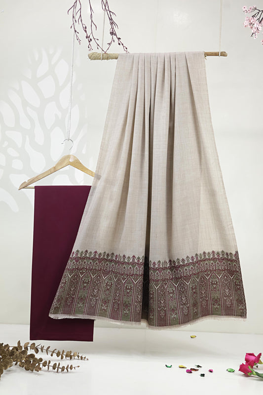 3Piece -Karandi with Pashmina Shawl KP26DMR30