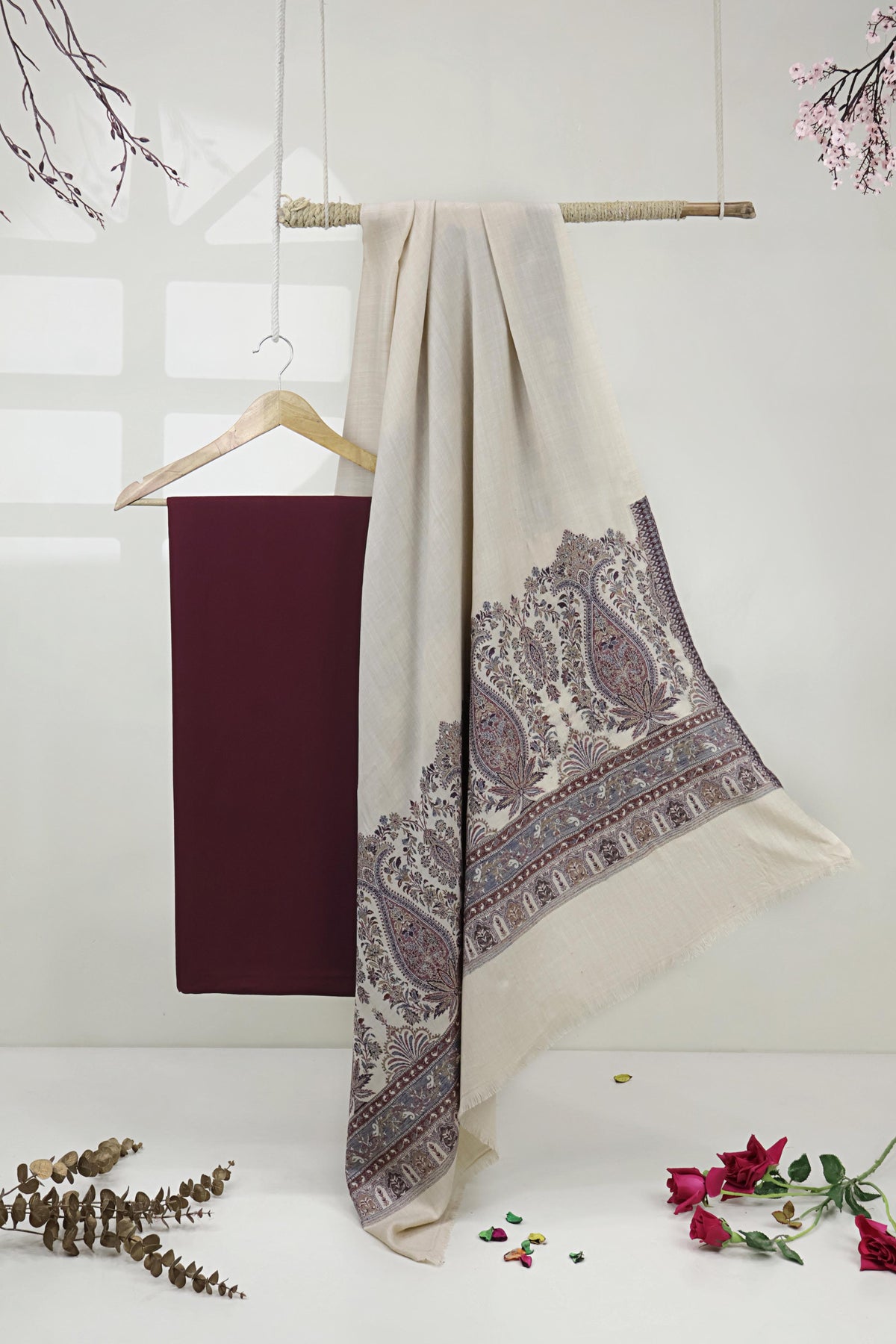 3Piece -Karandi with Pashmina Shawl KP26DMR31