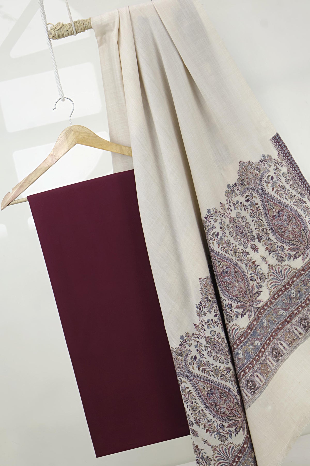 3Piece -Karandi with Pashmina Shawl KP26DMR31