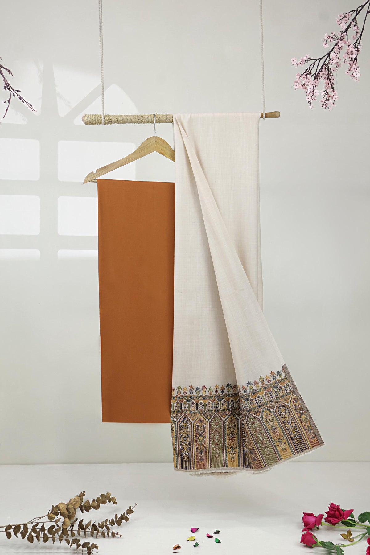 3Piece -Karandi with Pashmina Shawl KP26ORG02