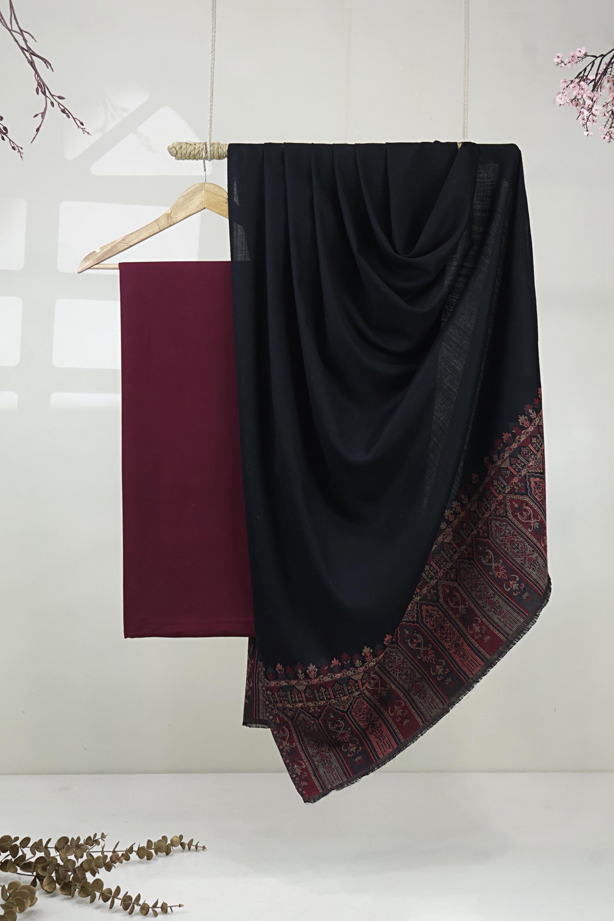 3Piece -Karandi with Pashmina Shawl KP26DMR32