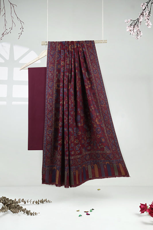 3Piece -Karandi with Pashmina Shawl KP26DMR33