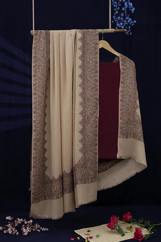 3Piece -Karandi with Pashmina Shawl KP26DMR34