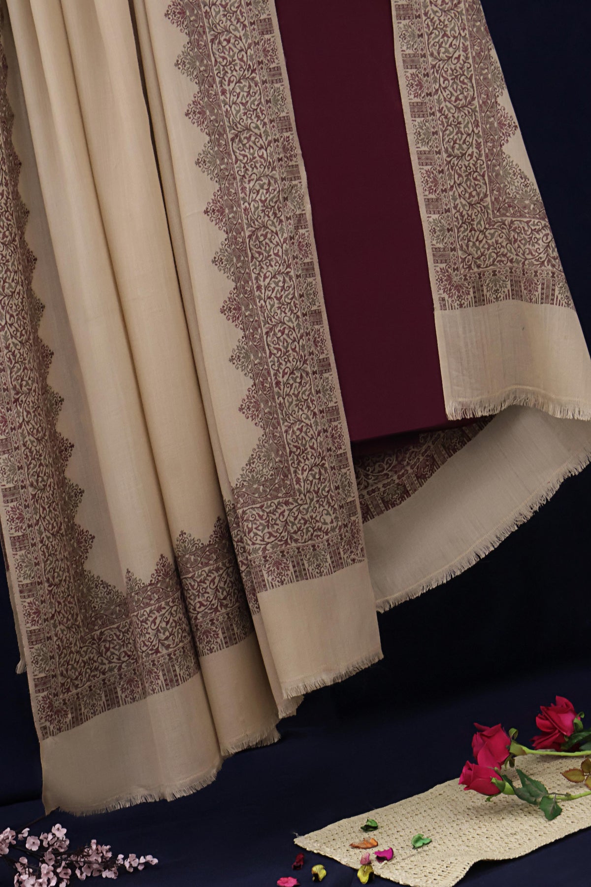 3Piece -Karandi with Pashmina Shawl KP26DMR34
