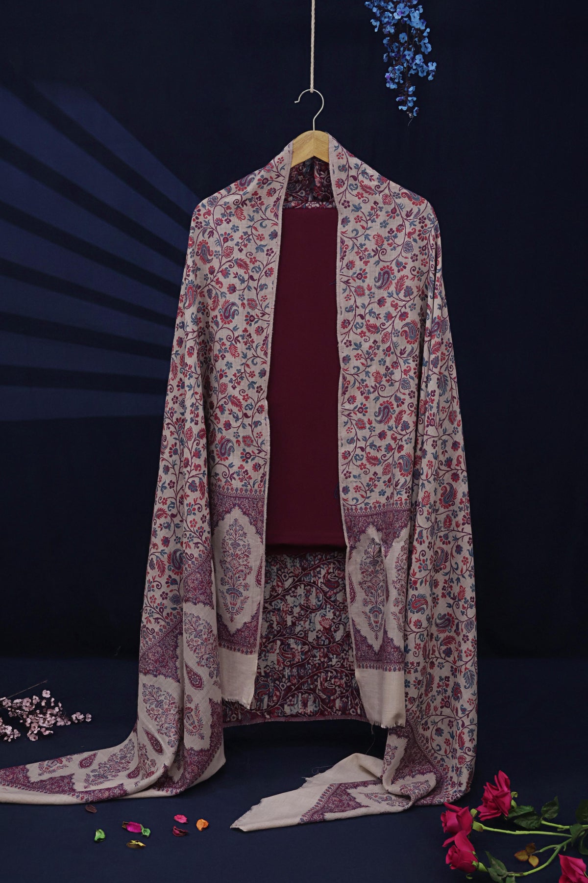 3Piece -Karandi with Pashmina Shawl KP26DMR38