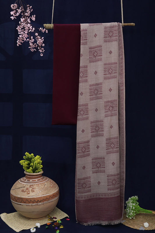 3Piece -Karandi with Pashmina Shawl KP26DMR07