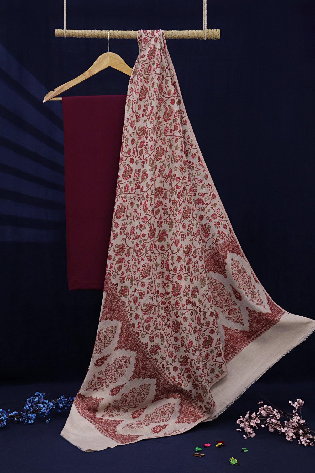 3Piece -Karandi with Pashmina Shawl KP26MR18