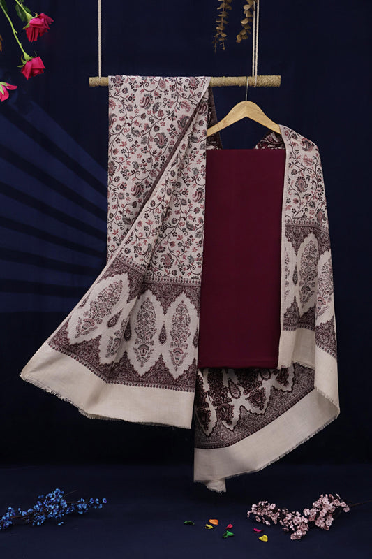 3Piece -Karandi with Pashmina Shawl KP26DMR39