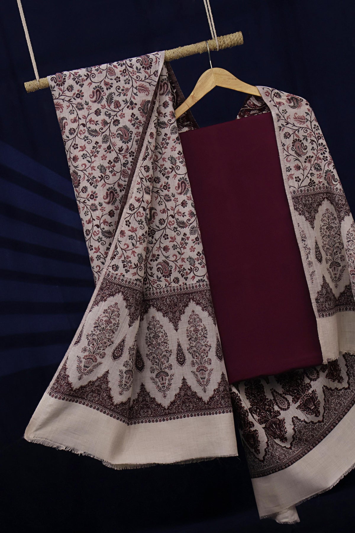 3Piece -Karandi with Pashmina Shawl KP26DMR39