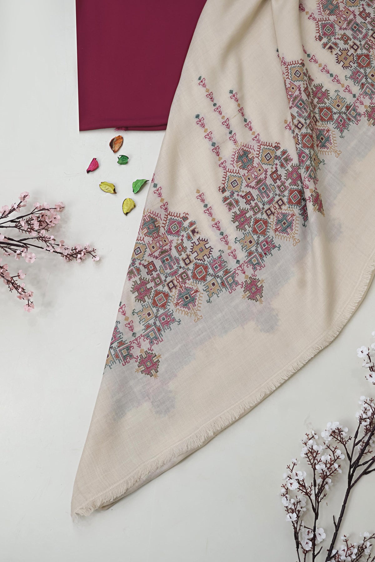 3Piece -Karandi with Pashmina Shawl KP26MR13