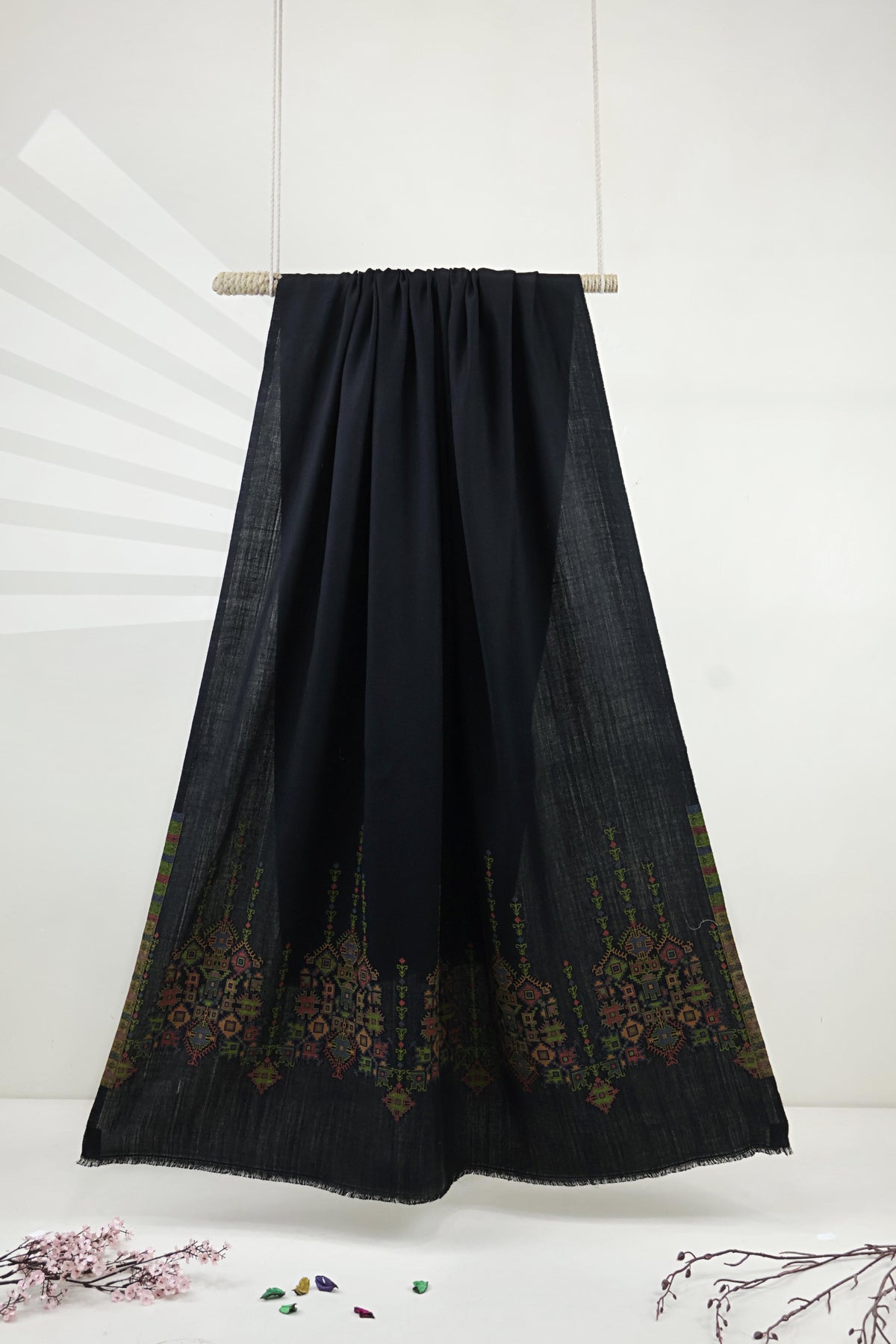 3Piece -Karandi with Pashmina Shawl KP26BLK21