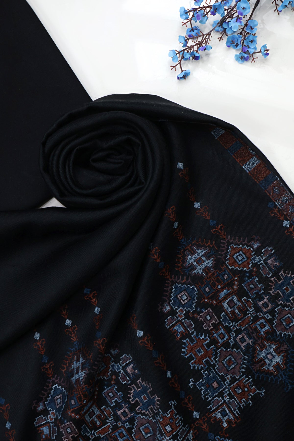 3Piece -Karandi with Pashmina Shawl KP26BLK22
