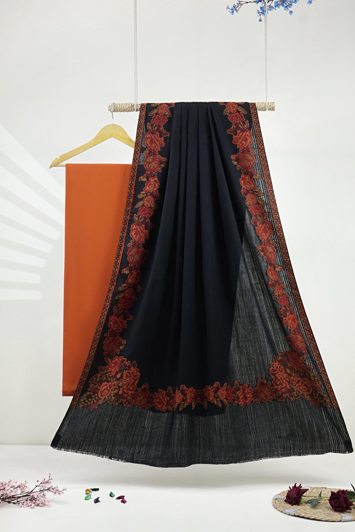 3Piece -Karandi with Pashmina Shawl KP26ORG04