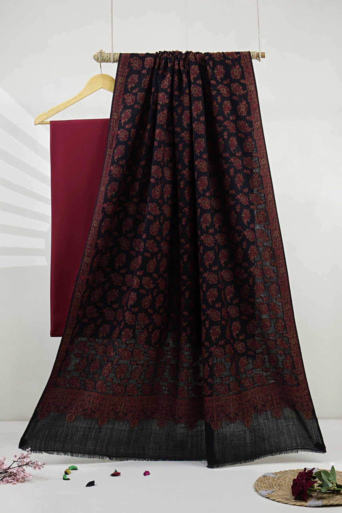 3Piece -Karandi with Pashmina Shawl KP26MR15