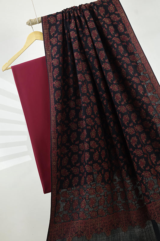 3Piece -Karandi with Pashmina Shawl KP26MR15